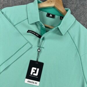 FootJoy Geo Jacquard Polo Shirt Mens Small Emerald Green Athletic Fit Golf